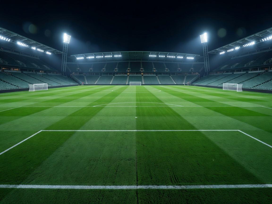 Pristine football pitch under lights in a Canadian venue